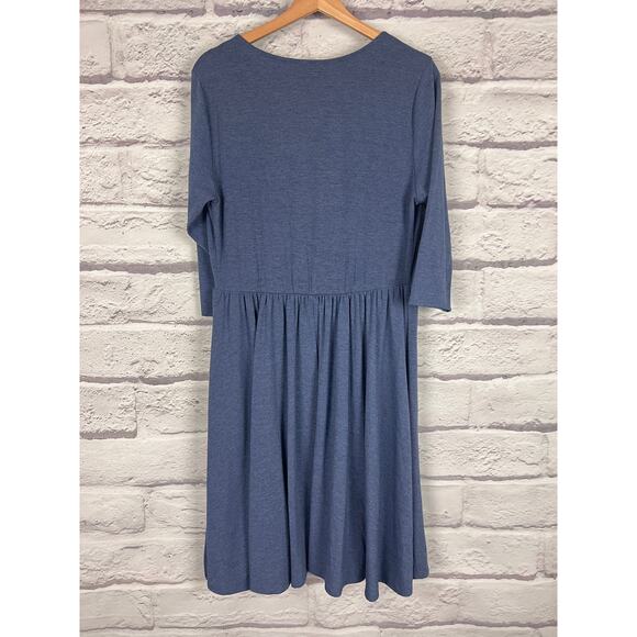 TORRID Women's 1X‎ (1) Blue Heather Half Sleeve Jersey Surplice Faux Wrap Dress - Picture 3 of 10